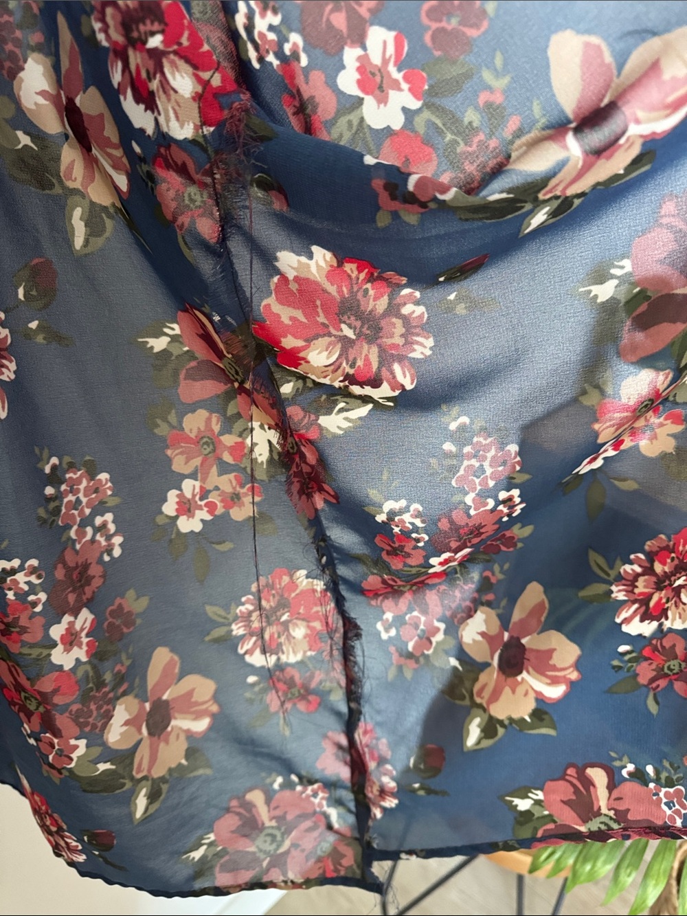 Speed Control Navy Red Floral Kimono Cardigan Plus Boho Open Front‎ Duster 1X - Picture 6 of 8